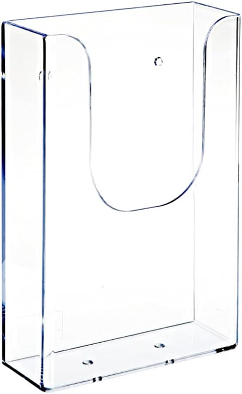 Brochure Holder Wall Mount, Clear Literature Holder, Transparent Acrylic, 4.3 x 1.6 x 6.5 inches