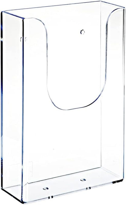 Brochure Holder Wall Mount, Clear Literature Holder, Transparent Acrylic, 4.3 x 1.6 x 6.5 inches