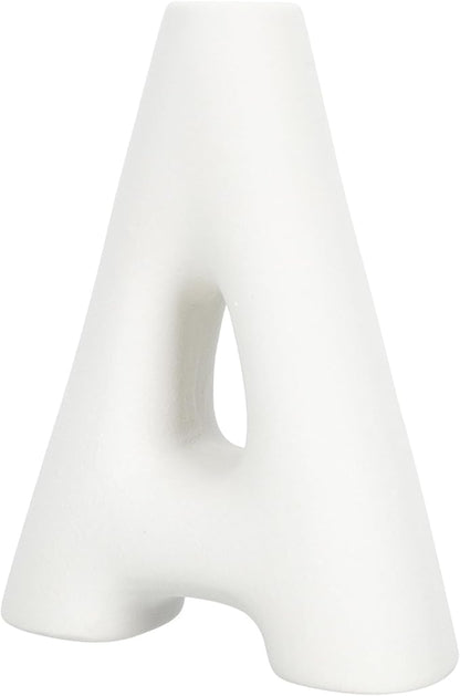 Ceramic Letter a Vase Small Matte White Porcelain Decorative Flower Vase Home Table Decor Retro Style Desktop Accent for Living Room Office