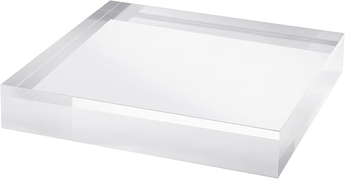 CiaoHER 2in Thickness Solid Acrylic Cube Display Block Clear Polished Pedestal Stand Riser Solid Base 2" x 12" x 12", 1 Pack