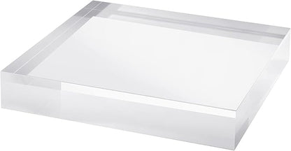 CiaoHER 2in Thickness Solid Acrylic Cube Display Block Clear Polished Pedestal Stand Riser Solid Base 2" x 12" x 12", 1 Pack