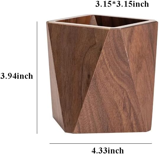 Sokelinn-six Walnut Wood Pen Holder, Wooden Pencil Holder Cups, Desktop Writing Stationary Organizer Office School Supplies GIfts