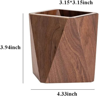 Sokelinn-six Walnut Wood Pen Holder, Wooden Pencil Holder Cups, Desktop Writing Stationary Organizer Office School Supplies GIfts
