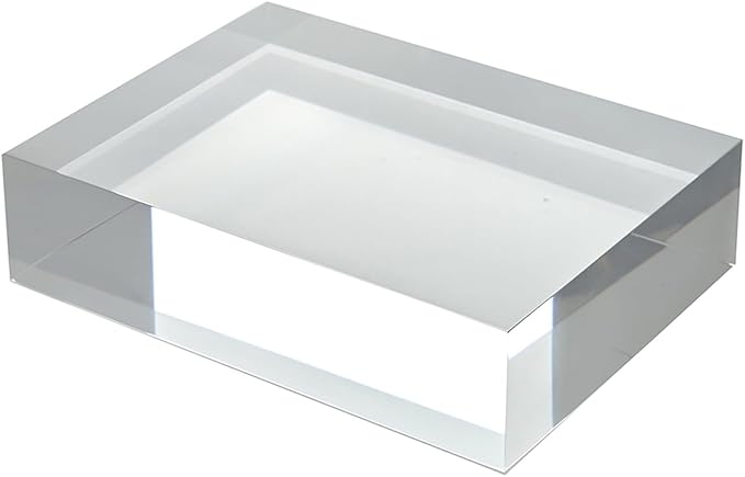 CiaoHER 2in Thickness Solid Acrylic Cube Display Block Clear Polished Pedestal Stand Riser Solid Base 2" x 6" x 8", 1 Pack