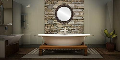 OVALCREST Round Beveled Wall Mirror for Home Decor - Florence Style - Rubbed Bronze - 28x28 Outside Dimensions
