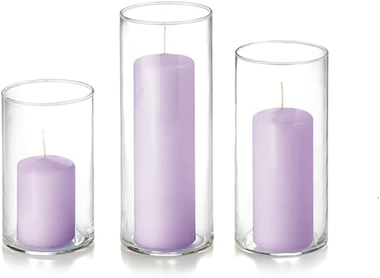yummi Set of 36 Slim Pillars & Cylinder Candles – Lavender