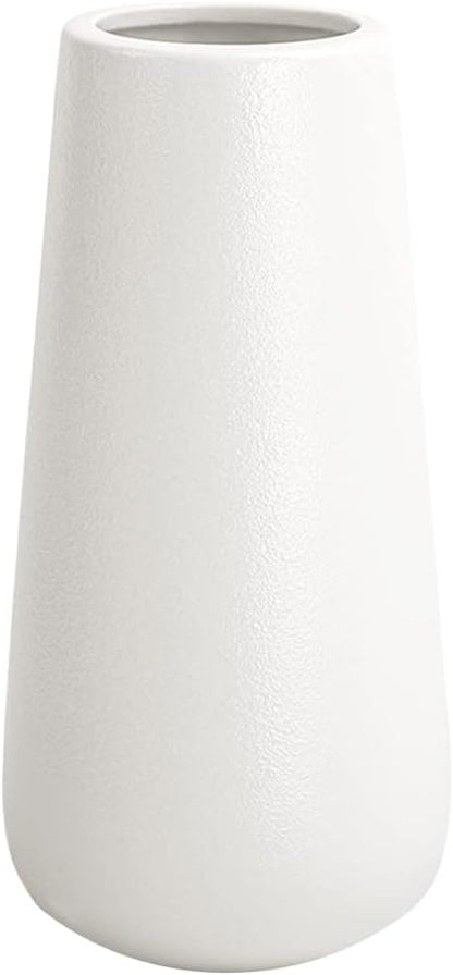 8 Inch Tall Matt White Ceramic Vase for Flowers & Pampas Grass, Classic Rustic Style Decorative Vases for Home Decor Table Centerpieces