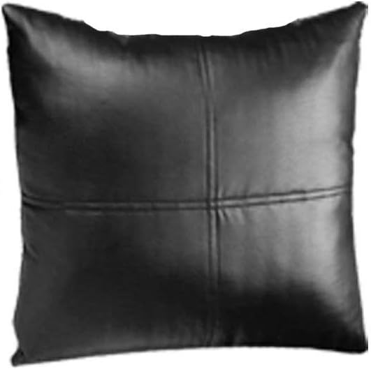 LL LEATHER LOVERS Lambskin Leather Pillow Cover - Sofa Cushion Case - Decorative Throw Covers for Living Room & Bedroom, 18x18 Inches - Light Black Pack of 1