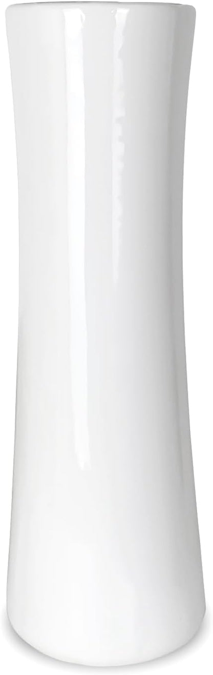 12Inch Tall White Ceramic Flower Vase,Home Decor White Vases for Pampas Grass,Textured Modern Vases for Living Room Decorations,Shelf,Table Centerpieces,Farmhouse Small Ceramic Vase