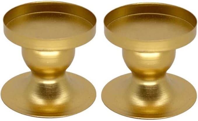 Gold Votive Candle Holders Brass Candlestick Holders Vintage Φ6cm/2.36in Pillar Candle Holder Tealight Holder for Table Centerpiece Wedding Christmas Birthday Party Decoration