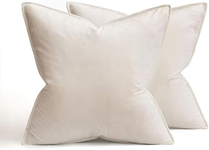 MIULEE Pack of 2 Decorative Christmas Velvet Throw Pillow Covers Soft Cream White Pillowcases Solid Square Cushion Case for Winter Sofa Bedroom Car 18x 18 Inch 45x 45cm