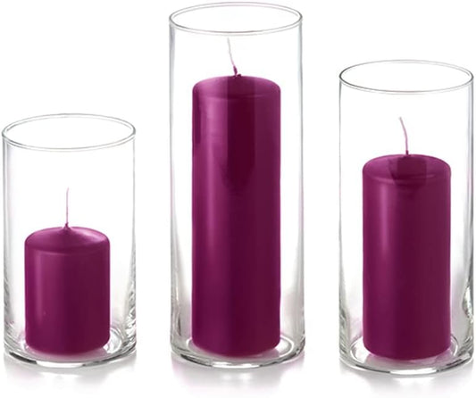 yummi Set of 36 Slim Pillars & Cylinder Candles – Magenta