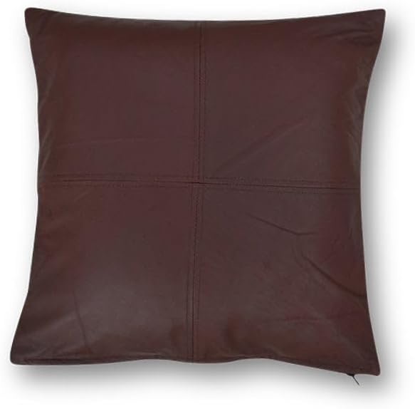 Genuine Lamb Leather Cushion Pillow Cover - Luxury Leather Pillow Case - Modern, Boho, Farmhouse Home Decor - Bedroom Couch, Living Room, Sofa Bed (Brown, 18" x 18")