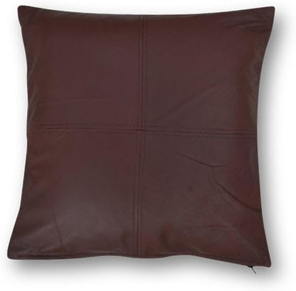 Genuine Lamb Leather Cushion Pillow Cover - Luxury Leather Pillow Case - Modern, Boho, Farmhouse Home Decor - Bedroom Couch, Living Room, Sofa Bed (Brown, 18" x 18")