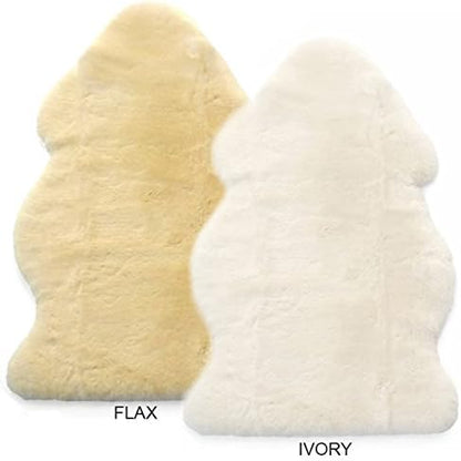 Woolino Sheepskin Luxuriously Soft Fluffy Rug for Bedroom, 100% Natural Australian Merino Wool Lambskin Baby Carpet - Ivory