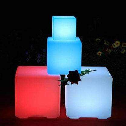 8-Inch LED Dimmable Glow Cube Waterproof Rechargeable Adjustable RGB Color Changing with Remote Control, Sensory Toys for Kids, Night Light Indoor Outdoor Decorative Lighting