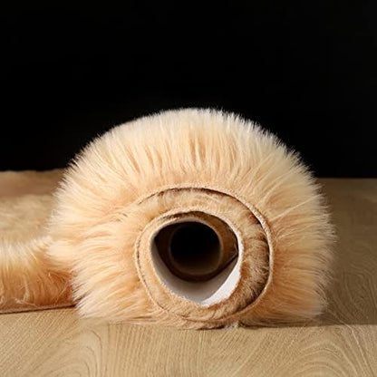 Fluffy Faux Fur Rug Brown Sheepskin Area Rug,4x6 Ft Ultra Soft Shaggy Plush Rug for Bedroom Bedside Living Room Nursery Kids Room