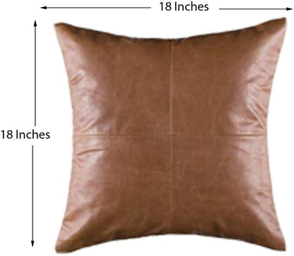 D DOLLY LAMB Lambskin Leather Pillow Cover - Sofa Cushion Case - Decorative Throw Covers for Living Room & Bedroom, 22x22 Inches - Tan Pack of 2