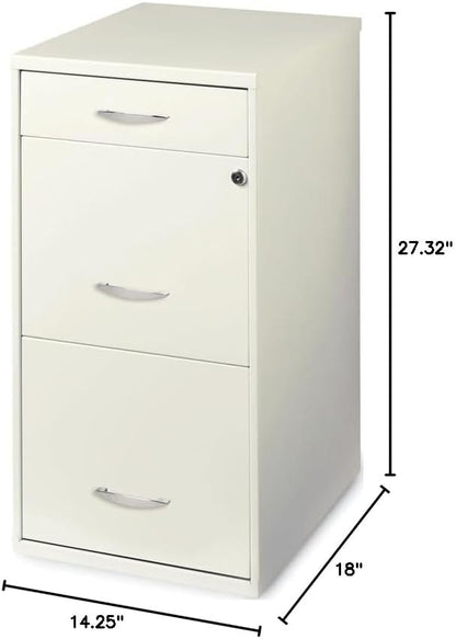Scranton & Co 3-Drawer Contemporary Metal Filing Cabinet in Pearl White