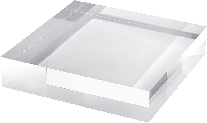 CiaoHER 2in Thickness Solid Acrylic Cube Display Block Clear Polished Pedestal Stand Riser Solid Base 2'' x 11" x 11", 1 Pack