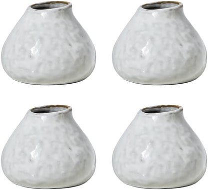 Serene Spaces Living Free-Form Glazed Ceramic Mini-Bud Vase, Set of 4- Centerpiece for Vintage Weddings, Events, Measures 2.5" Tall and 3" Diameter