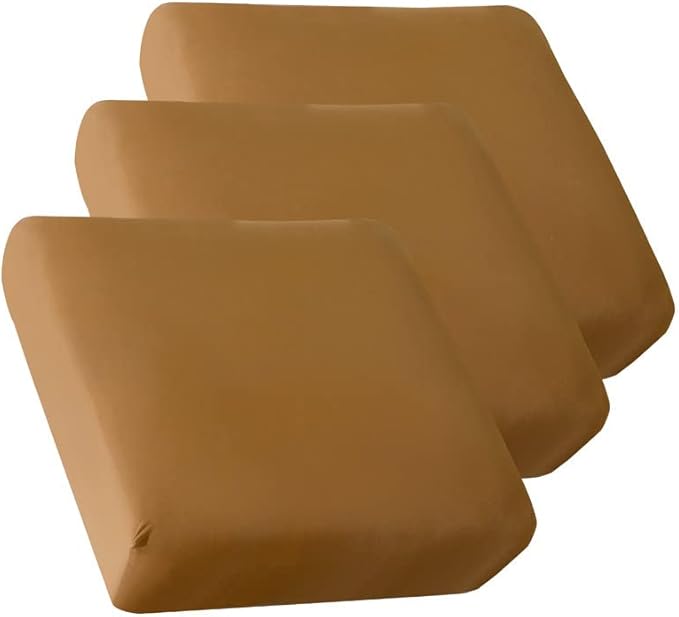 HOOBUY Waterproof Couch Cushion Cover 3Pieces Stretch Sofa Slipcovers Furniture Protector with Elastic Suitable for 3 Seater Sofa (3, Camel)