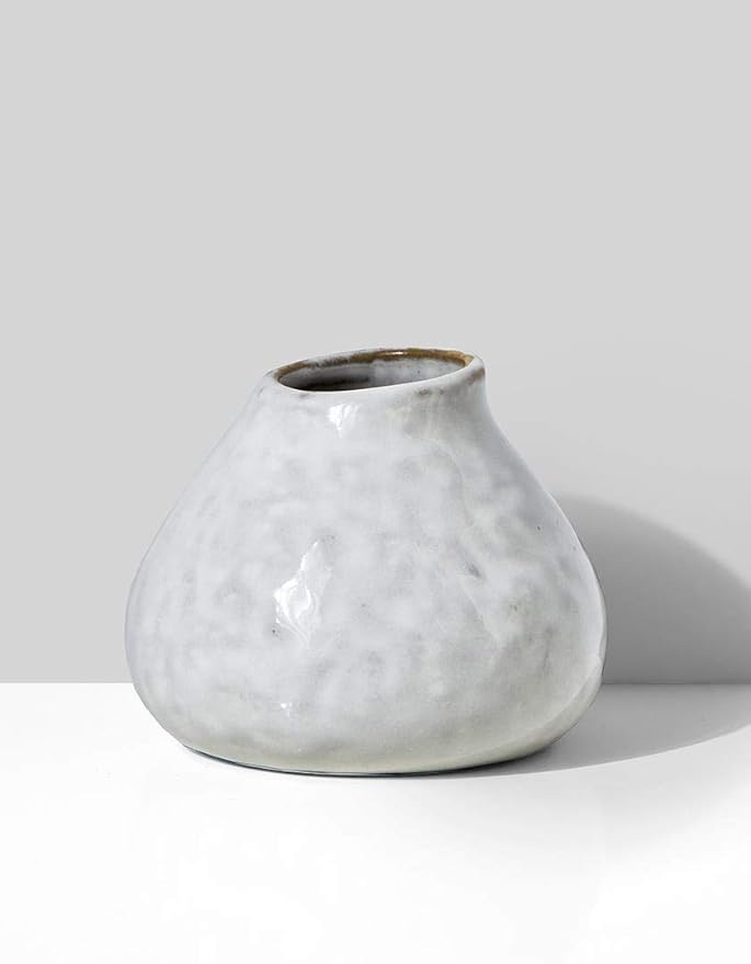 Serene Spaces Living Free-Form Glazed Ceramic Mini-Bud Vase, Set of 4- Centerpiece for Vintage Weddings, Events, Measures 2.5" Tall and 3" Diameter