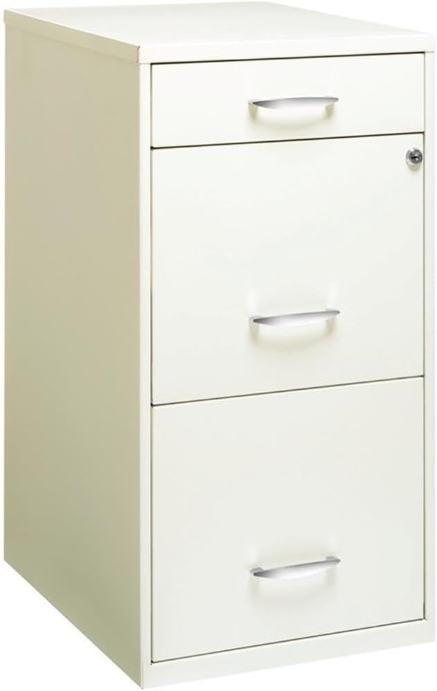 Scranton & Co 3-Drawer Contemporary Metal Filing Cabinet in Pearl White