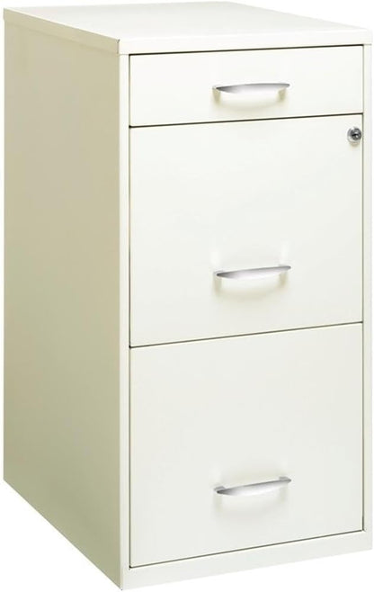 Scranton & Co 3-Drawer Contemporary Metal Filing Cabinet in Pearl White