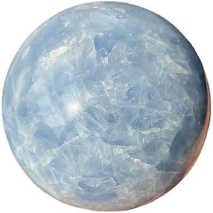 StoneStory Natural Celestite Healing Quartz Crystal Sphere Ball Gemstone for Reiki Balancing Meditation Energy Home and Office Decoration Large 500-800grams (6-8cm, Blue Celestite)