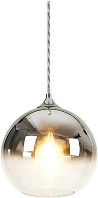 Gradient Silver Glass Globe Pendant Light,Spherical Glass Hanging Light Fixtures Island Ceiling Lamp (7.8'')