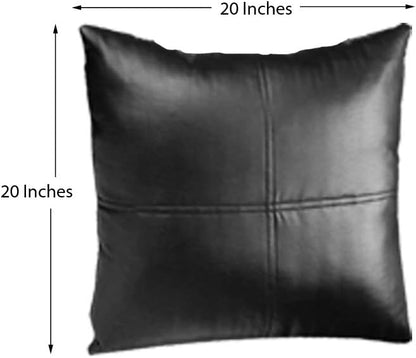 LL LEATHER LOVERS Lambskin Leather Pillow Cover - Sofa Cushion Case - Decorative Throw Covers for Living Room & Bedroom, 18x18 Inches - Light Black Pack of 2