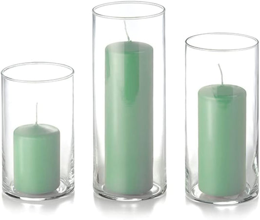 yummi Set of 12 Slim Pillars & Cylinder Candles – Sage