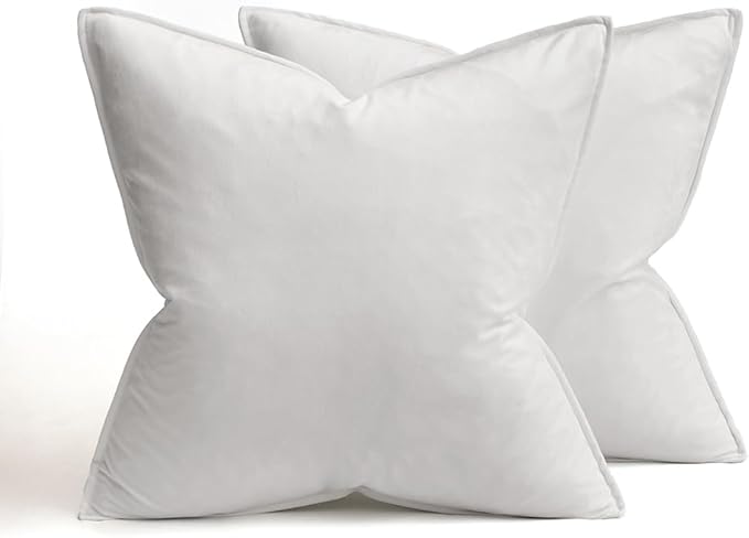 MIULEE Pack of 2 Decorative Velvet Throw Pillow Cover Soft Pillowcase Solid Square Eruo Sham Cushion Case for Sofa Bedroom Car 24x24 Inch 60x60 Cm Pure White