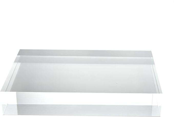 CiaoHER 2in Thickness Solid Acrylic Cube Display Block Clear Polished Pedestal Stand Riser Solid Base 2" x 8" x 12", 1 Pack