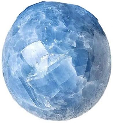 StoneStory Natural Celestite Healing Quartz Crystal Sphere Ball Gemstone for Reiki Balancing Meditation Energy Home and Office Decoration Large 500-800grams (6-8cm, Blue Celestite)