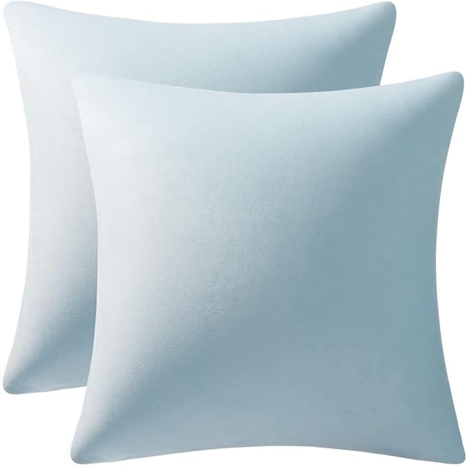 26x26 Euro Pillow Covers : 2 Pack Cozy Soft Velvet Oversized Couch Pillow Shams, Square Throw Pillow Cases for Living Room Sofa, Light-Blue