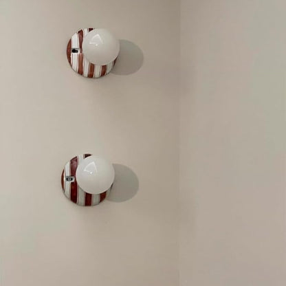 Retro Red Striped Ceiling Light Ceramic Flush Mount Ceiling Lamps Modern Mini Wall Sconce Spherical Fixture for Hallway Entryway Bedroom Kitchen Decorative Lamp