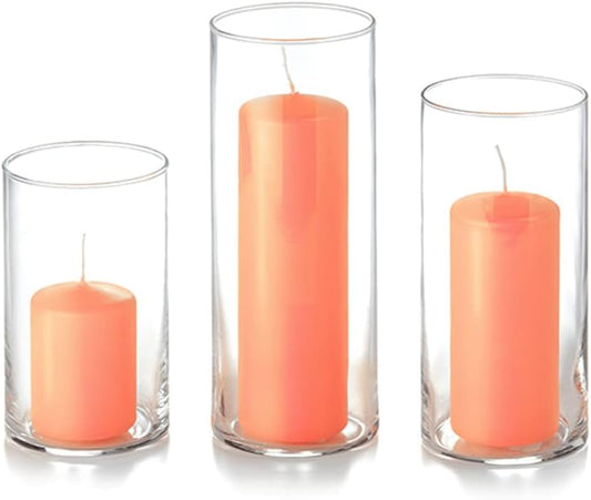 Yummi Set of 12 Slim Pillar & Cylinder Candles – Peach