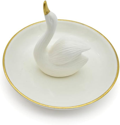 Swan Posture Trinket Tray Decorative Ring Holder Jewelry Storage Dish