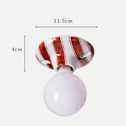 Retro Red Striped Ceiling Light Ceramic Flush Mount Ceiling Lamps Modern Mini Wall Sconce Spherical Fixture for Hallway Entryway Bedroom Kitchen Decorative Lamp