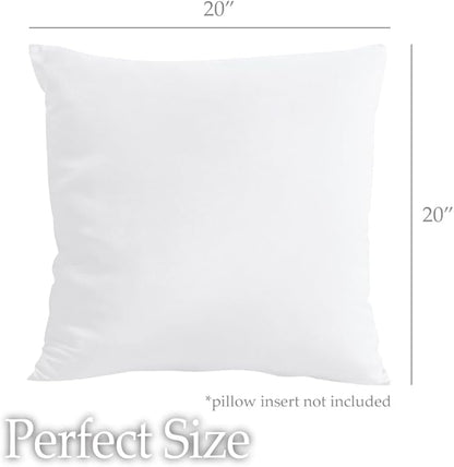 lalaLOOM Velvet Throw Pillow Covers, Set of 2, 20x20 Decorative Square Pillows Home Decor, Soft Accent Cases, Silky Machine Washable Pillowcases for Sofa, Couch, Bedroom, Living Room, White
