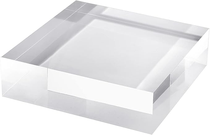 CiaoHER 2in Thickness Solid Acrylic Cube Display Block Clear Polished Pedestal Stand Riser Solid Base 2'' x 7" x 7", 1 Pack