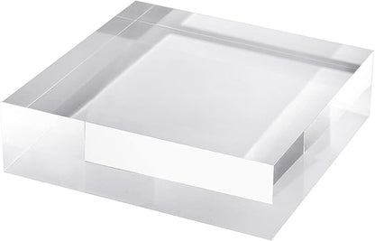 CiaoHER 2in Thickness Solid Acrylic Cube Display Block Clear Polished Pedestal Stand Riser Solid Base 2'' x 7" x 7", 1 Pack