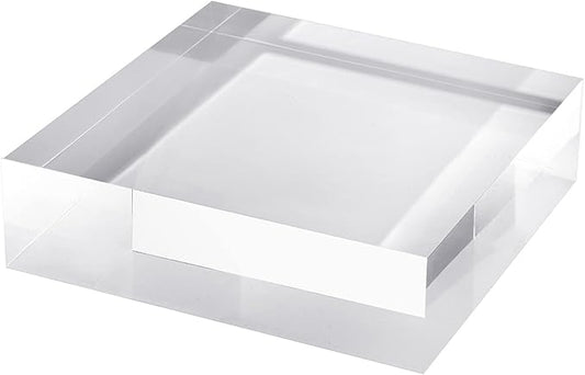 CiaoHER 2in Thickness Solid Acrylic Cube Display Block Clear Polished Pedestal Stand Riser Solid Base 2'' x 7" x 7", 1 Pack