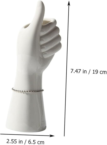 Generic Abstract Art Ceramic Vase Hand Shaped Flower Pot Nordic Style Decorative White Ornament for Home Office Tabletop Minimalist Unique Flower Display