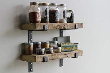 Urban Legacy Accent Shelves | Reclaimed Barn Plank | Set of 2 with Full Brackets (Natural 24" x 7" x 2")