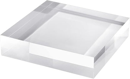 CiaoHER 2in Thickness Solid Acrylic Cube Display Block Clear Polished Pedestal Stand Riser Solid Base 2'' x 10" x 10", 1 Pack