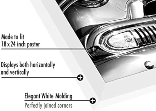 Americanflat 18x24 Poster Frame in White - Composite Wood with Polished Plexiglass - Horizontal and Vertical Formats for Wall with Included Hanging Hardware