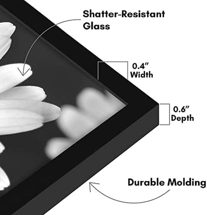 Americanflat 5x7 Picture Frame with Shatter-Resistant Glass - Use as 4x6 Frame with Mat or Display 5x7 Photo Without Mat - Streamline Collection - Picture Frames for Tabletop and Wall - Black